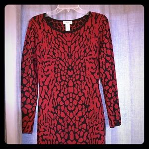 Red and black knit dress